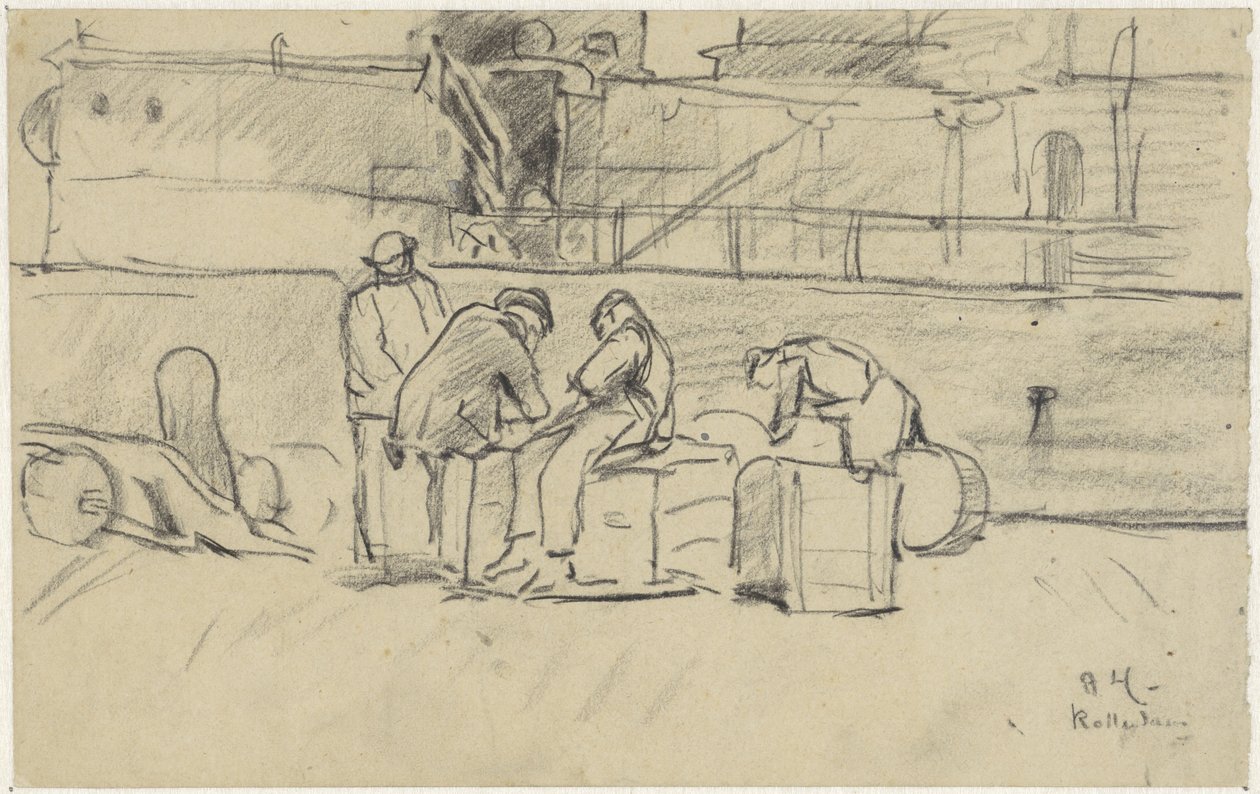 Obreros en el muelle de Rotterdam de Adolf le Comte
