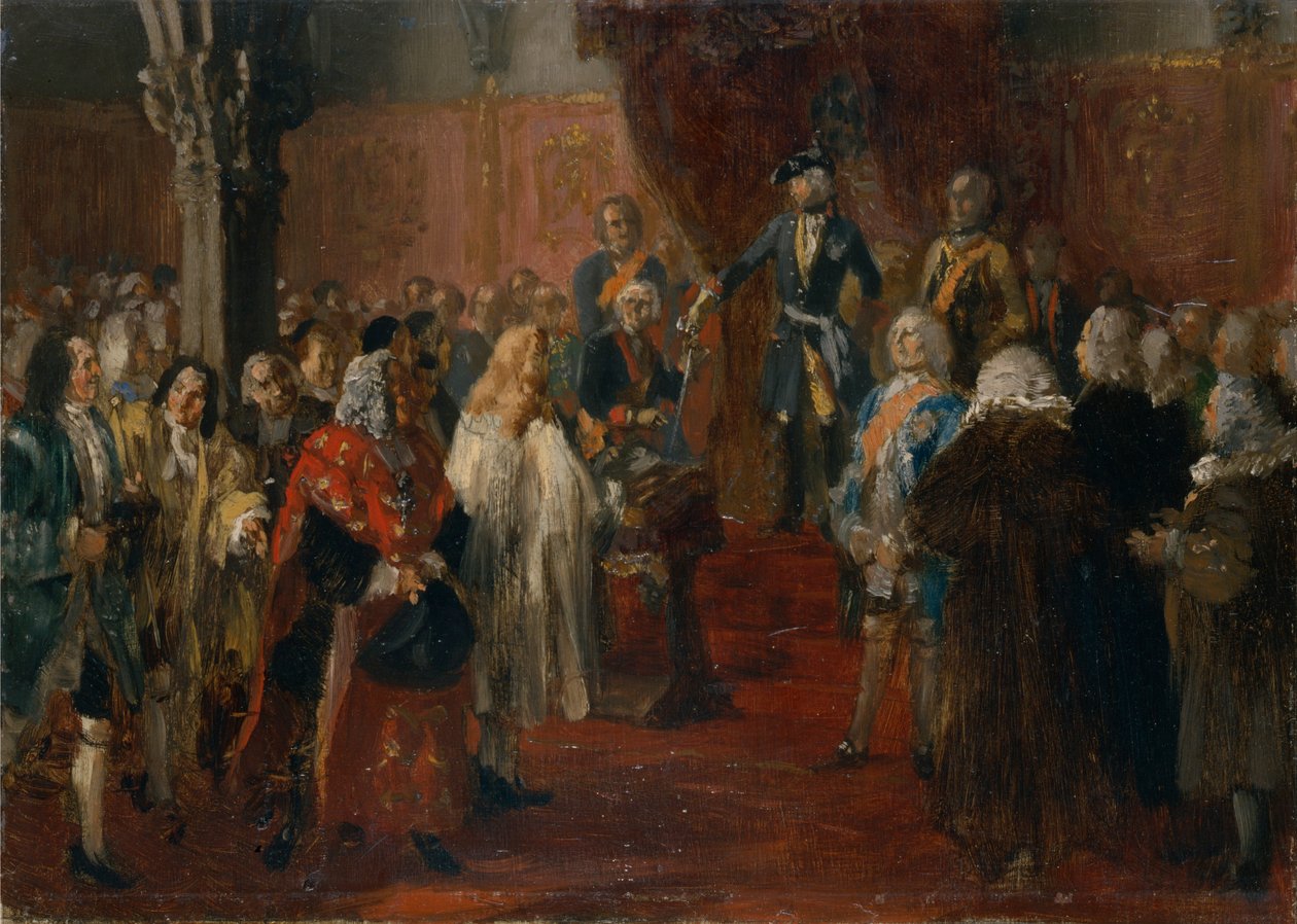 Escena de homenaje silesiano, 1855 de Adolph Menzel