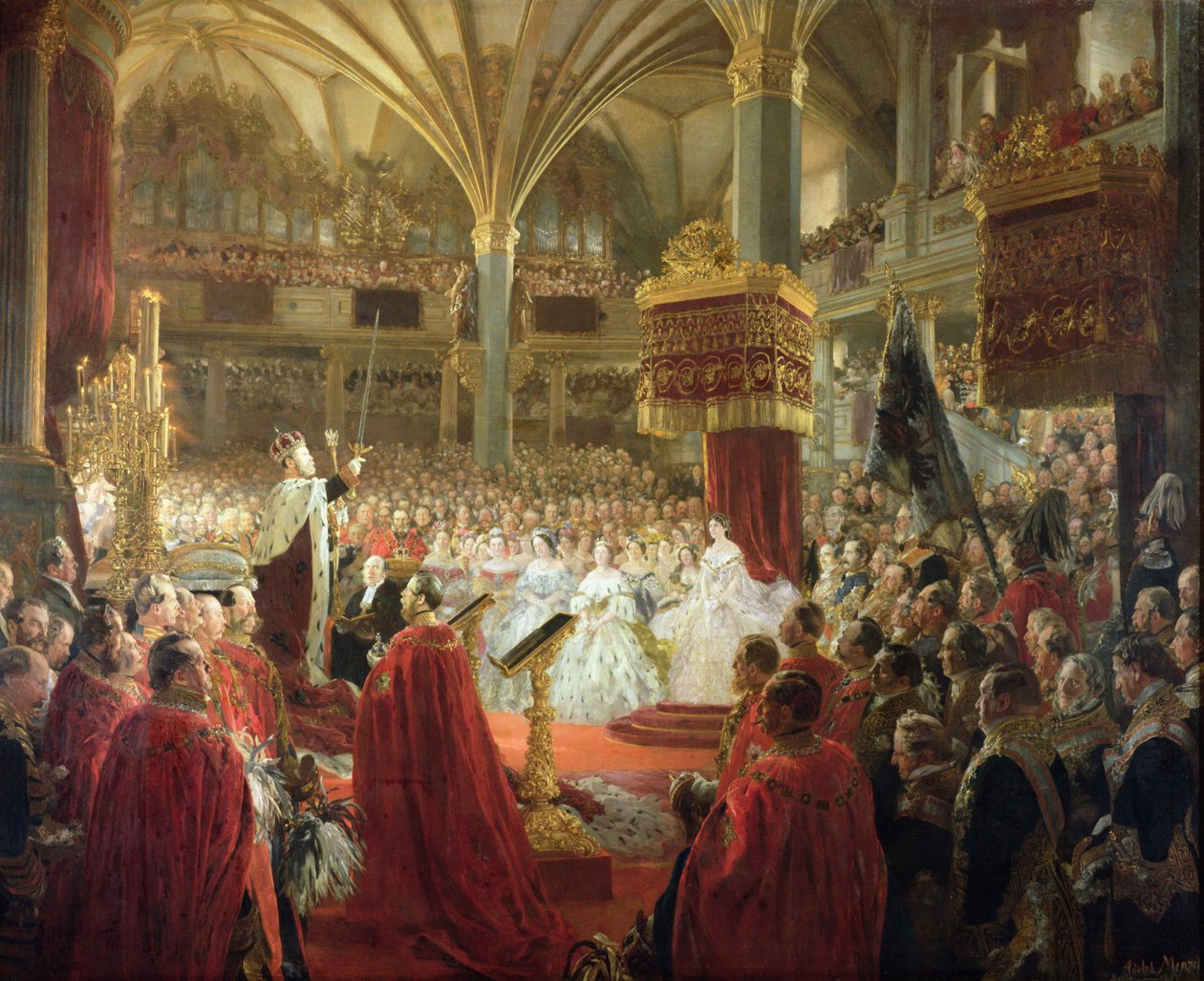 La coronación del Rey Guillermo I en Koenigsberg en 1861, c.1861-65 de Adolph Menzel