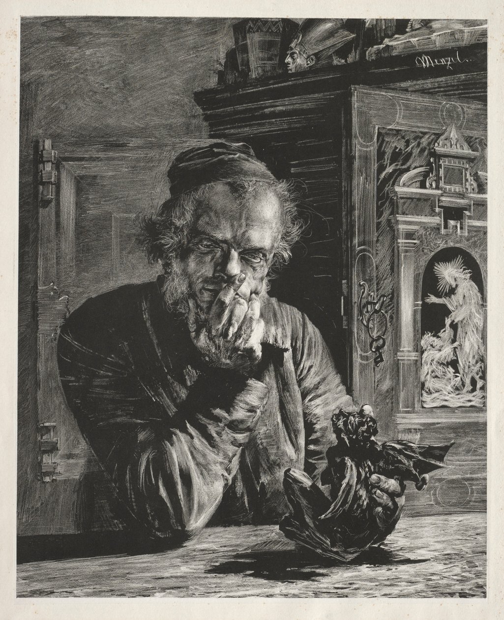El Anticuario - Autorretrato, 1851 de Adolph Menzel