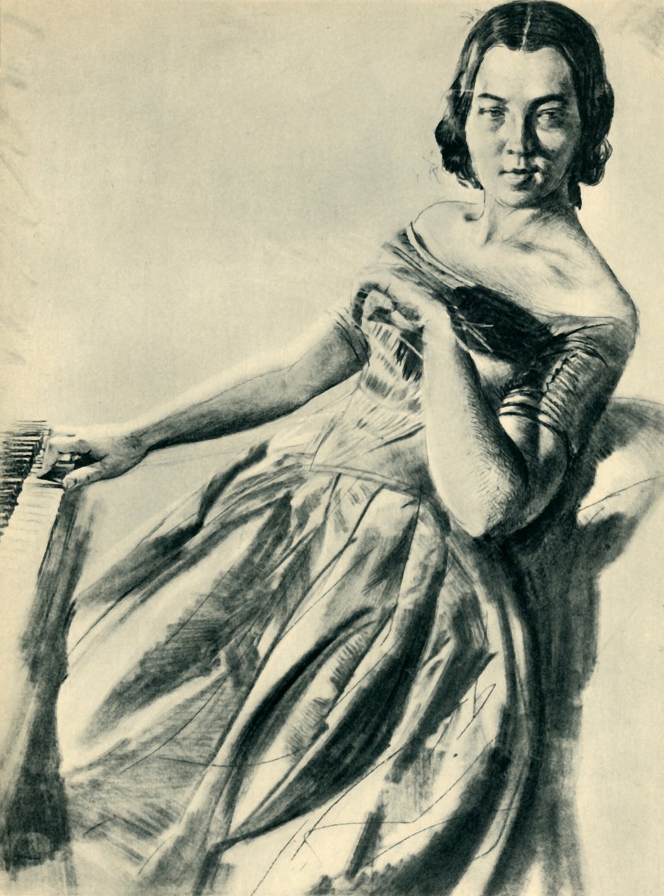Mujer al piano de Adolph Menzel