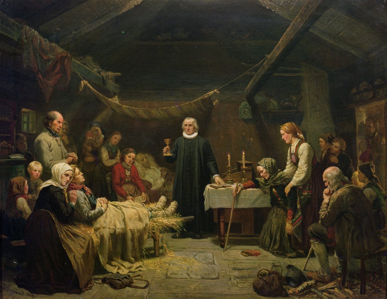 El cazador de osos enfermo. El Último Sacramento de Adolph Tidemand