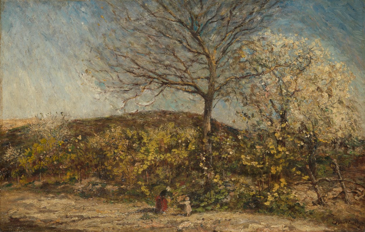 Paisaje con huerto en flor de Adolphe Joseph Thomas Monticelli