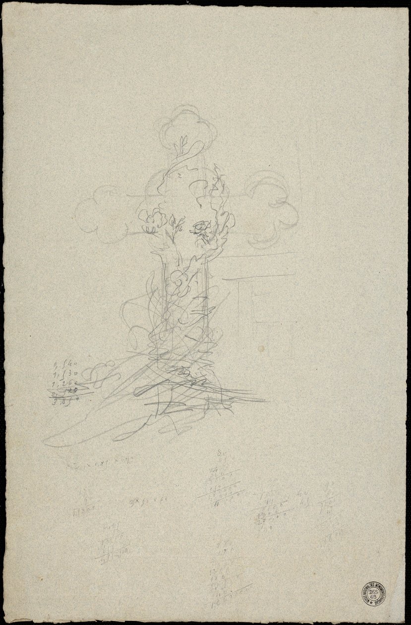 Boceto de tumba para la familia Karakehia en el cementerio de Père Lachaise en París de Adolphe Victor Geoffroy Dechaume