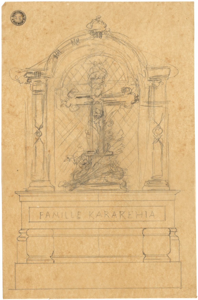 Croquis de tumba para la familia Karakehia en el cementerio del Père Lachaise en París de Adolphe Victor Geoffroy Dechaume