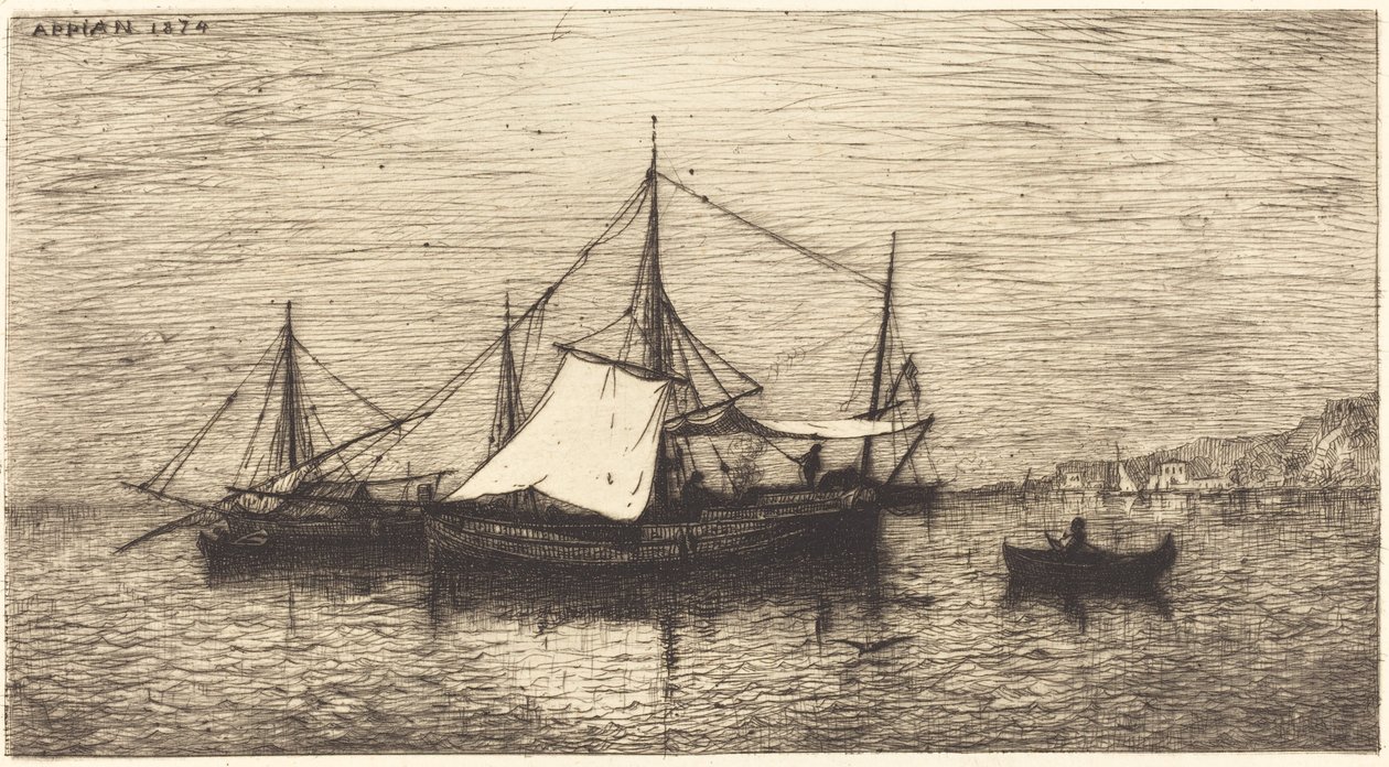 Barcos de comercio costero, Italia de Adolphe Appian