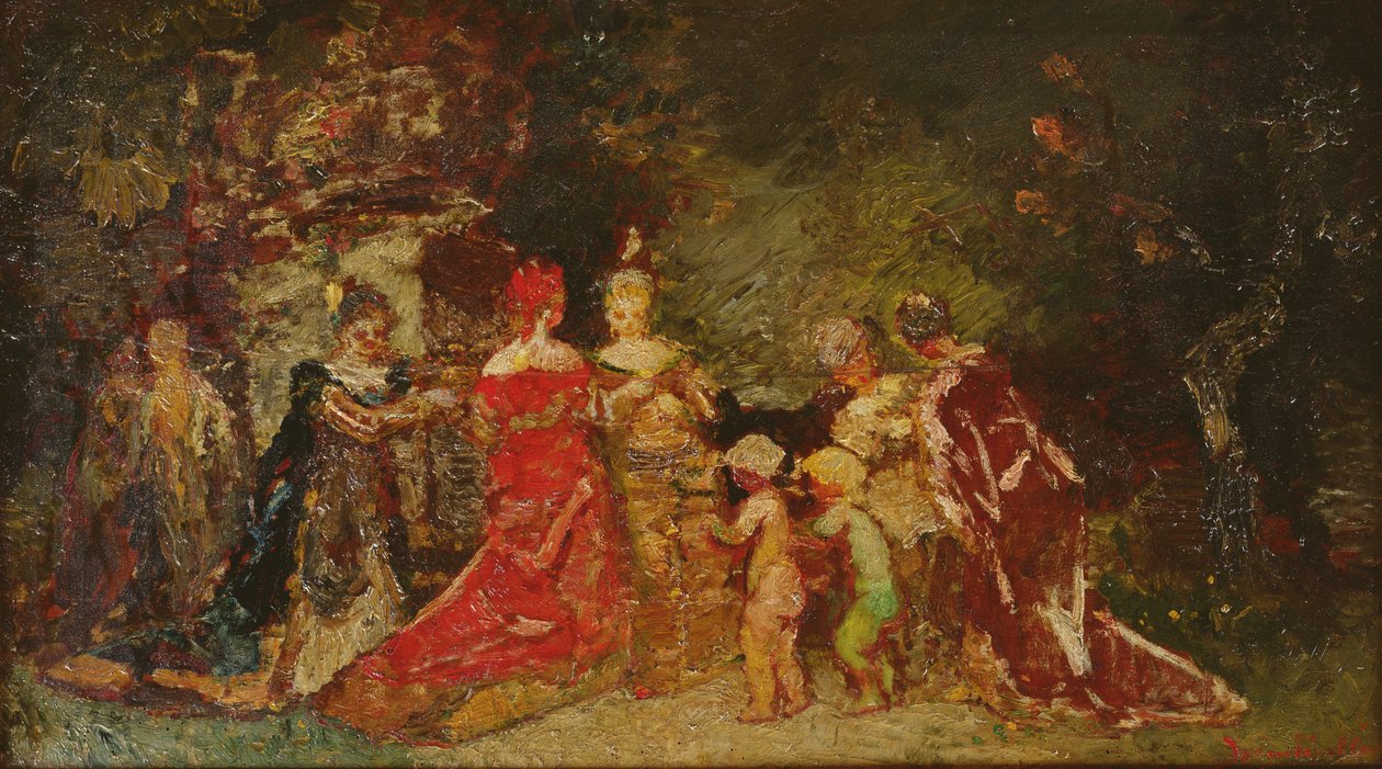 Reunión en un parque de Adolphe Joseph Thomas Monticelli