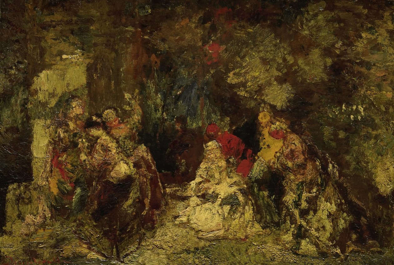 Mujeres en un bosque de Adolphe Joseph Thomas Monticelli
