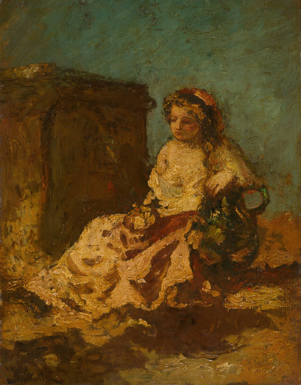 Meditación Mujer Sentada, c. 1878-79 de Adolphe Monticelli
