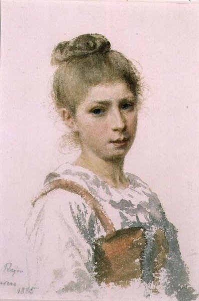 Retrato de una niña de Adolphe Ragon