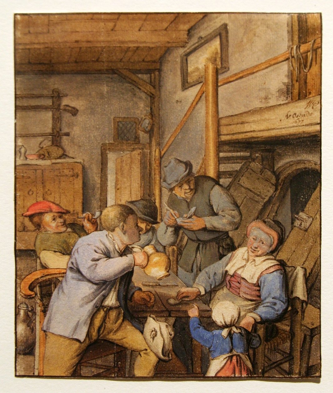 Campesinos en una mesa en una taberna de Adriaen Jansz. van Ostade