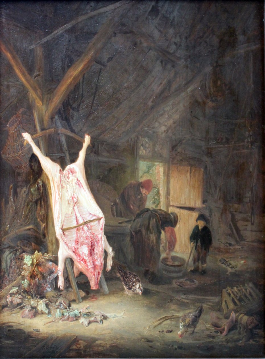 Cerdo sacrificado en un granero de Adriaen Jansz. van Ostade