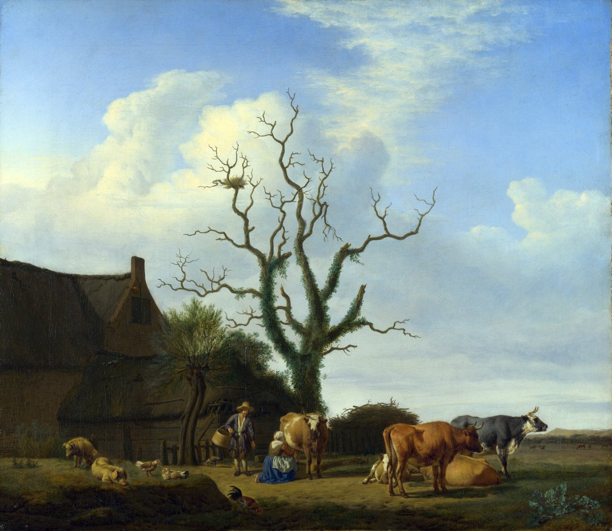 Granja con un árbol muerto de Adriaen van de Velde