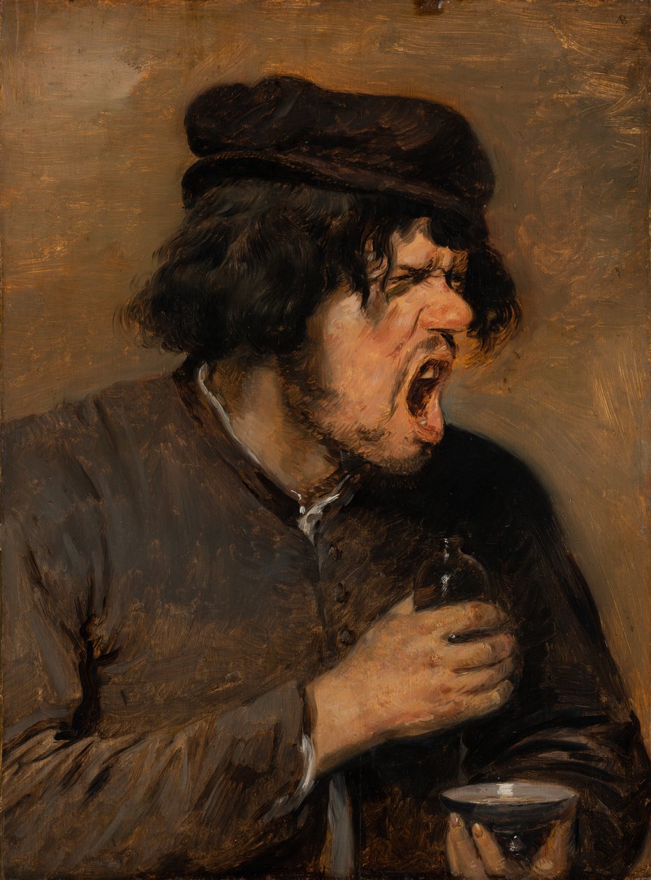 La poción amarga, c.1636-38 (óleo sobre roble) de Adriaen Brouwer