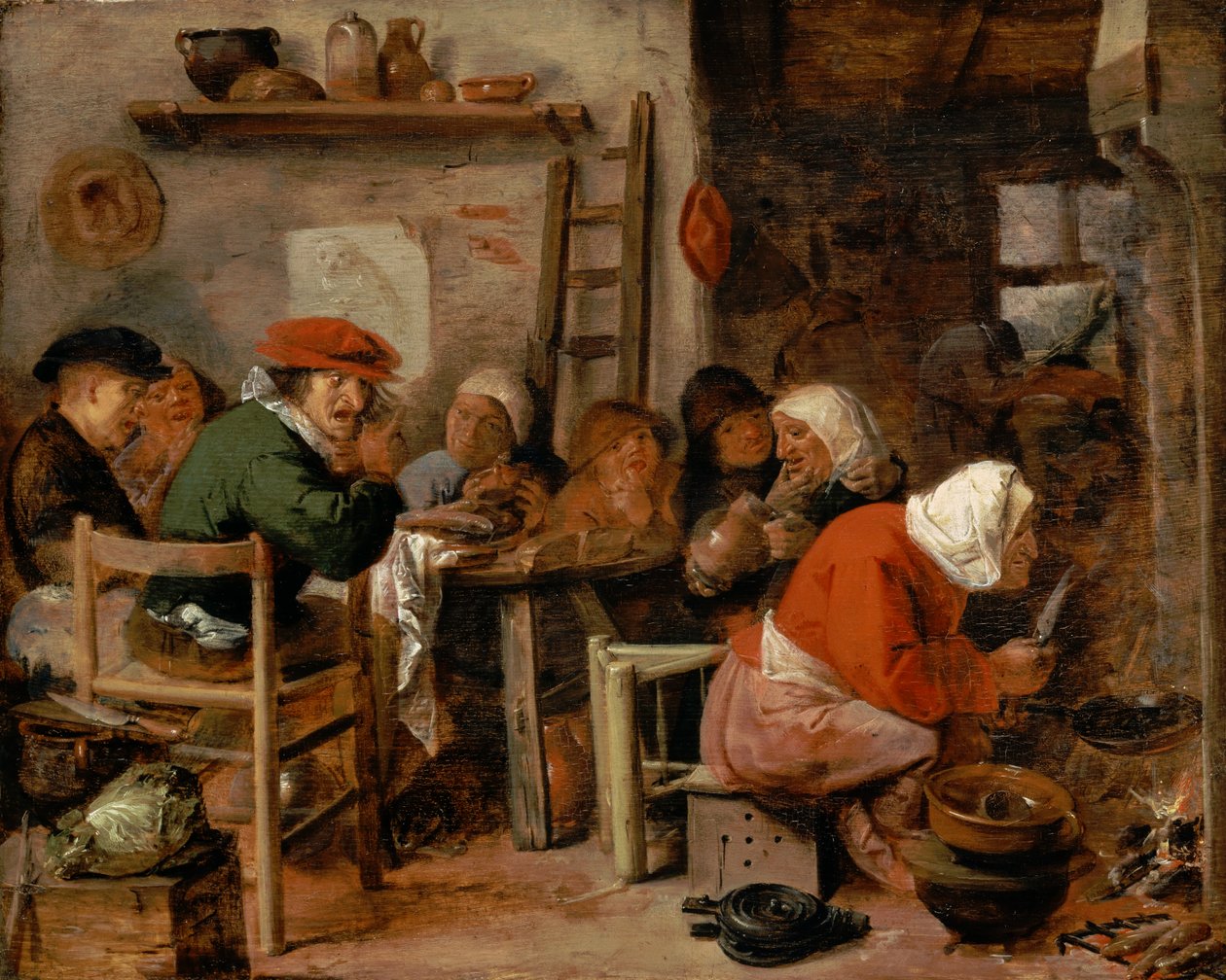 Mujer haciendo tortitas de Adriaen Brouwer