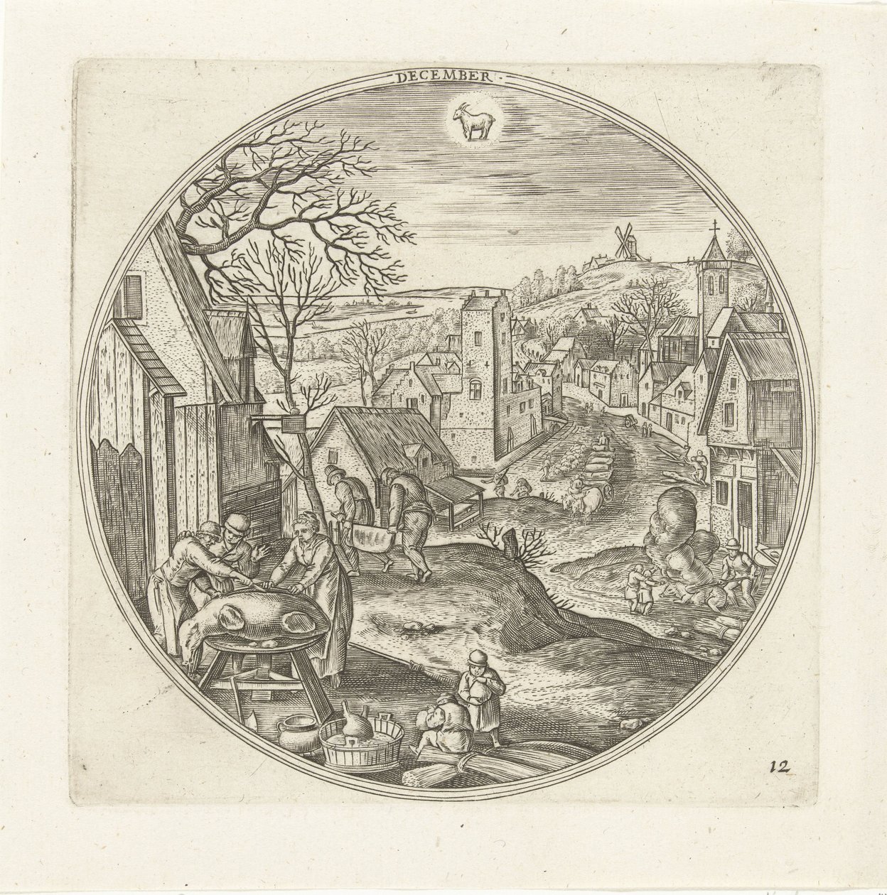 Diciembre Los doce meses (título de la serie) de Adriaen Collaert
