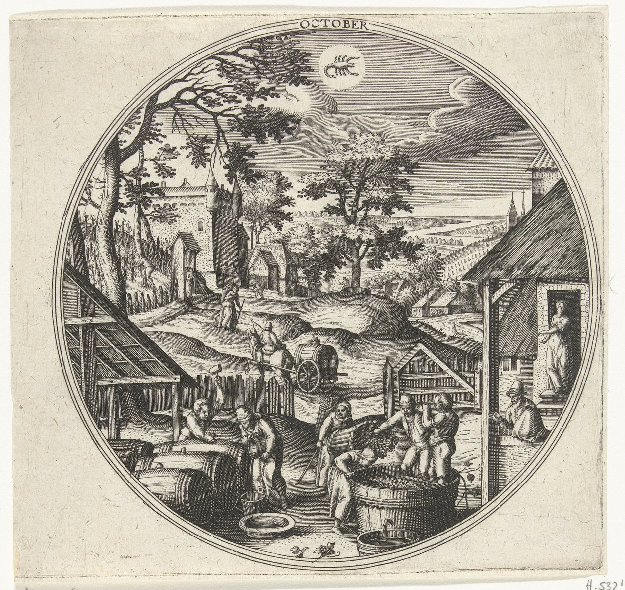 Octubre Los doce meses (título de la serie) de Adriaen Collaert