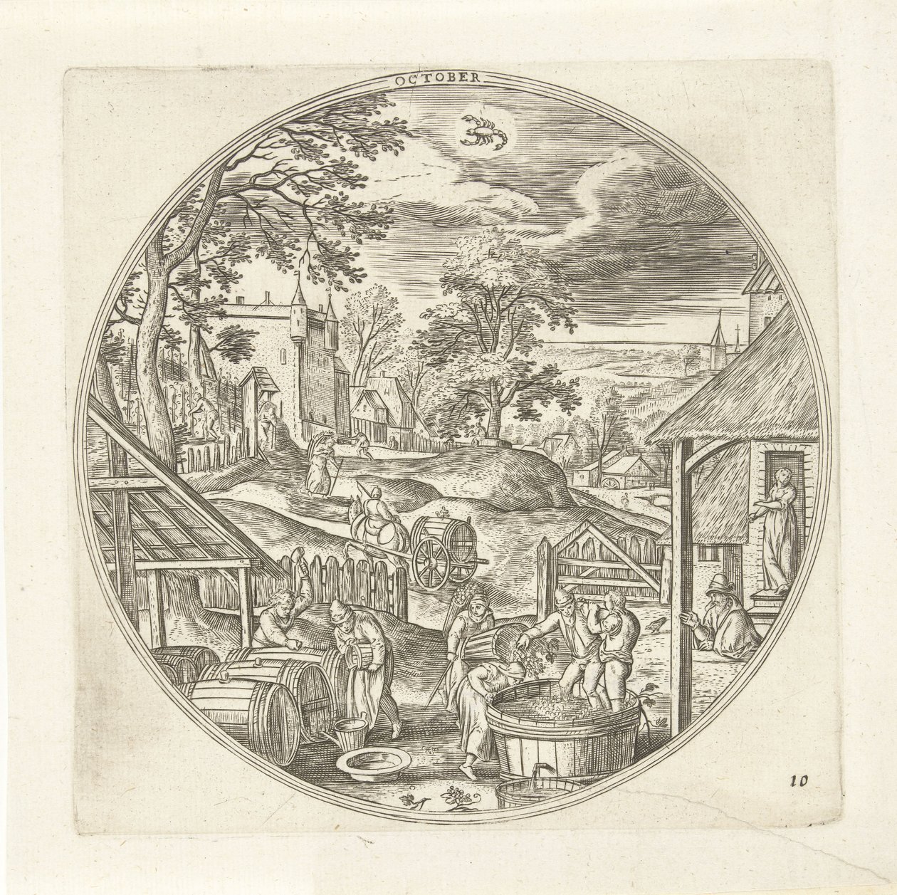 Octubre Los doce meses (título de la serie) de Adriaen Collaert
