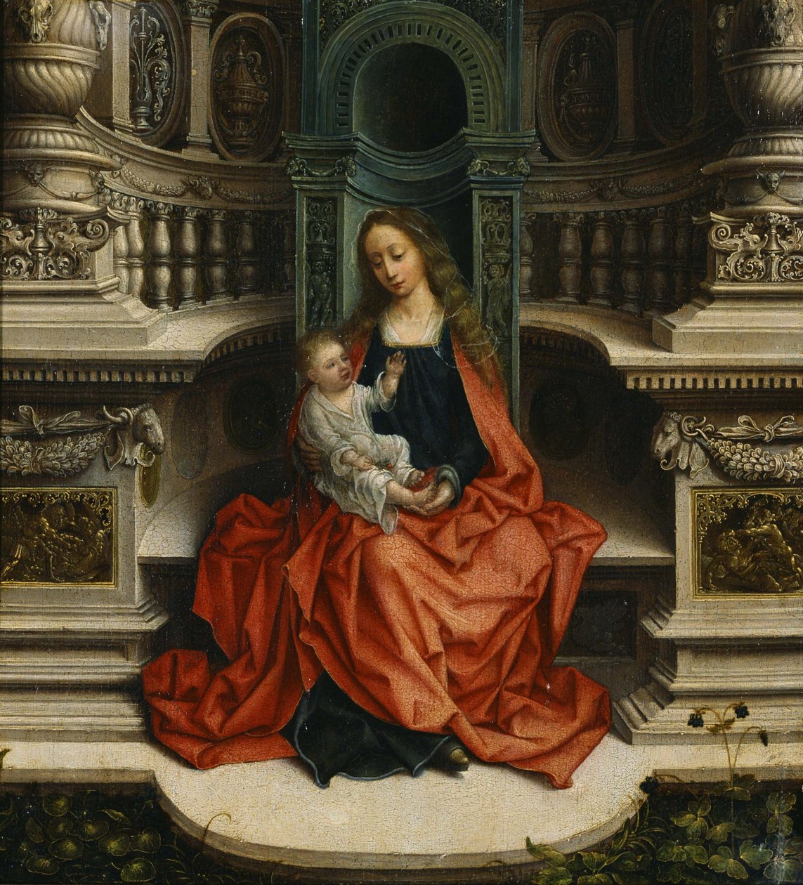 La Virgen y el Niño entronizados, siglo XVI de Adriaen Isenbrandt or Isenbrant