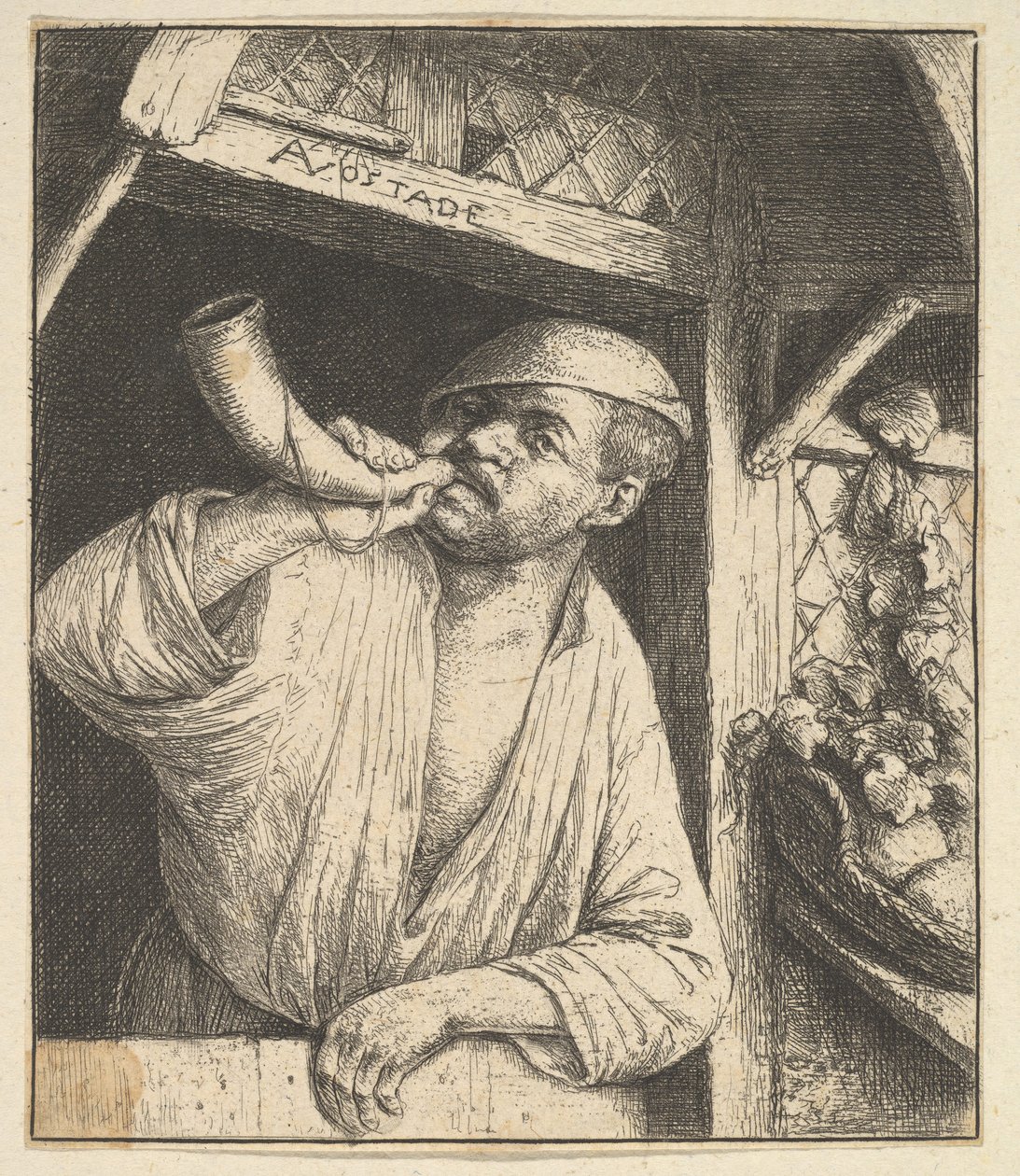 Panadero Tocando el Cuerno de Adriaen Jansz. van Ostade