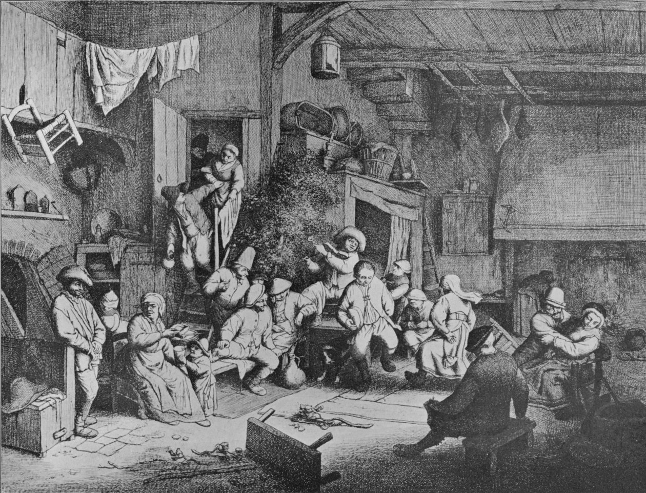 Baile en una taberna, 1652 de Adriaen Jansz. van Ostade
