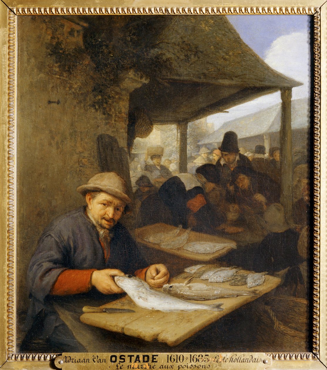 El mercado de pescado ... de Adriaen Jansz. van Ostade