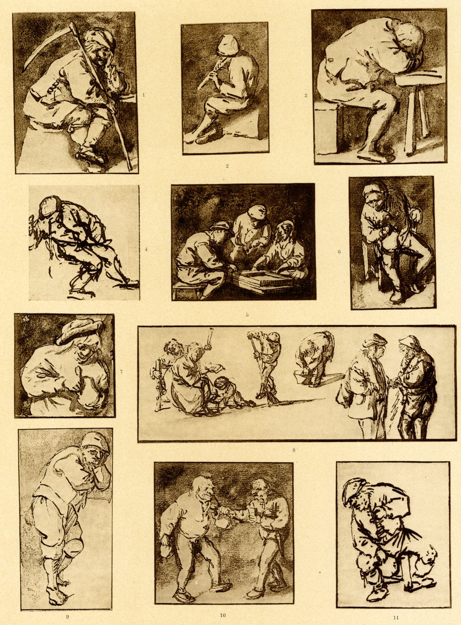 Bocetos de escenas de taberna de Adriaen Jansz. van Ostade