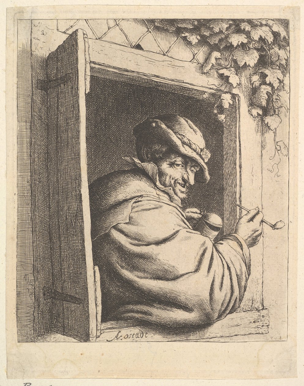 Fumador en la Ventana, 1610-85. de Adriaen Jansz. van Ostade