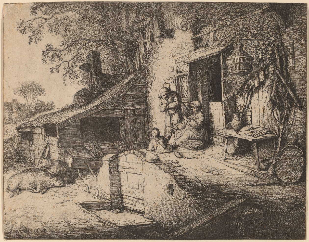 La hilandera de Adriaen van Ostade