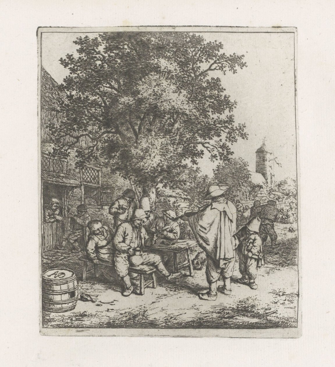Dos músicos con una compañía de bebidas. de Adriaen van Ostade