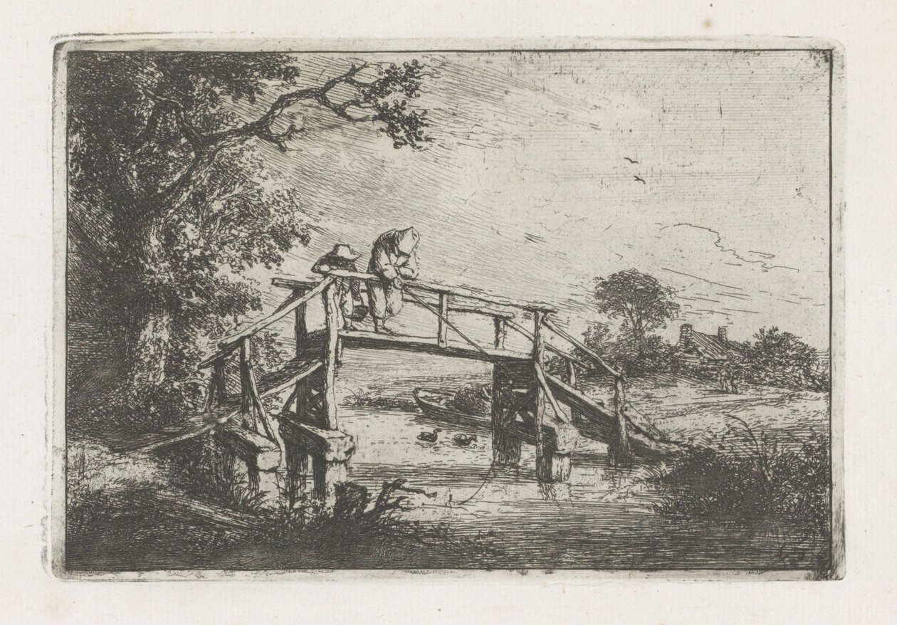 Dos pescadores en un puente de Adriaen van Ostade