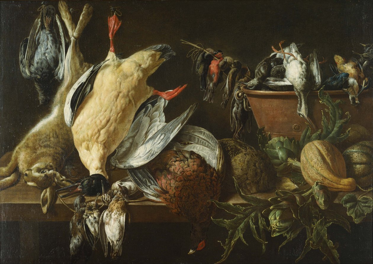 Bodegón con caza y verduras de Adriaen van Utrecht