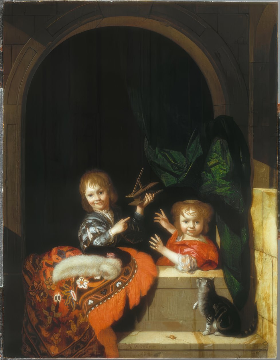 Dos niños con una ratonera de Adriaen van der Werff