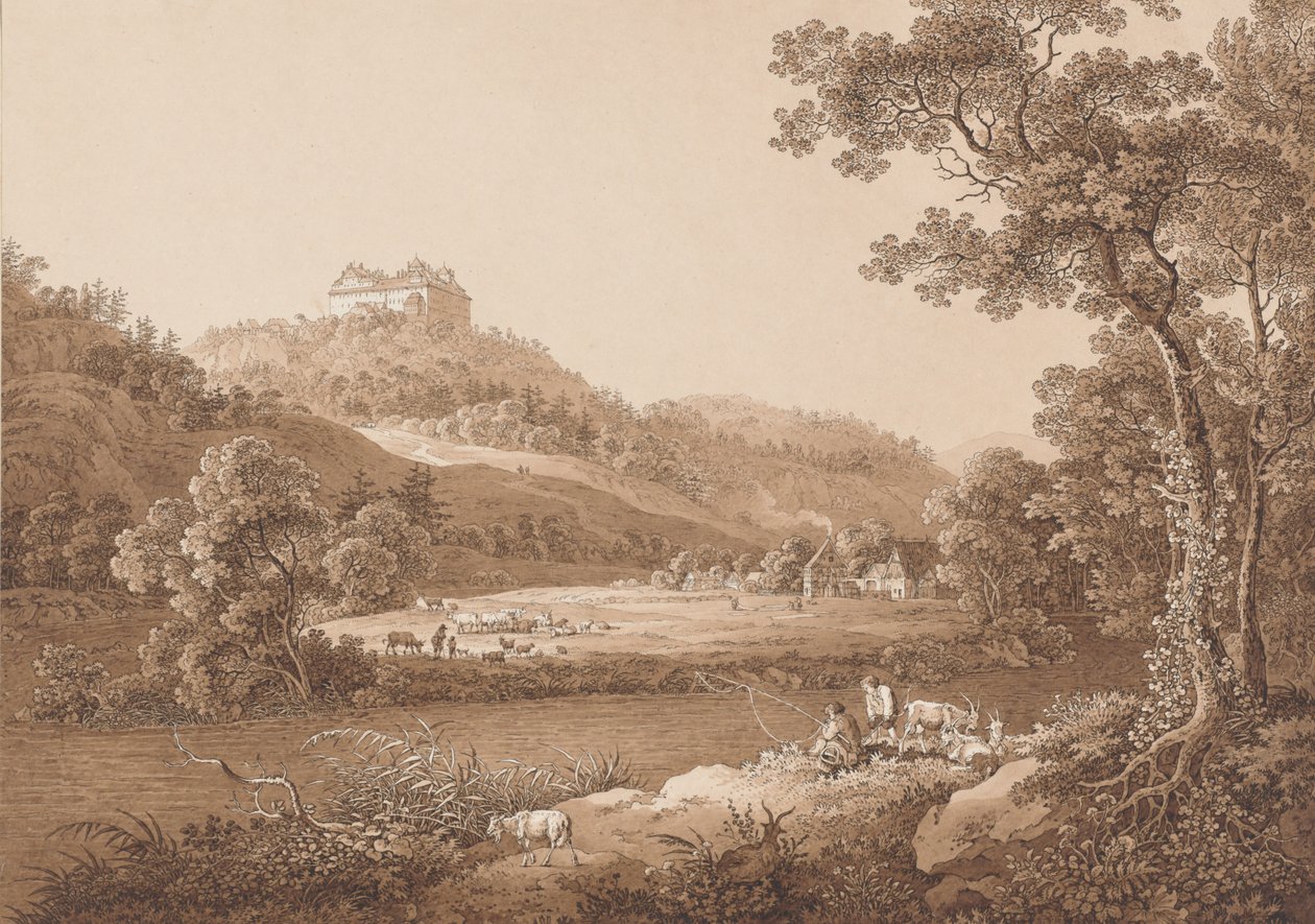 Castillo de Augustusburg visto desde el río de Adrian Zingg