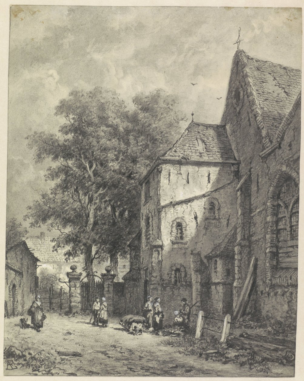 Vista junto a una iglesia de Adrianus Eversen