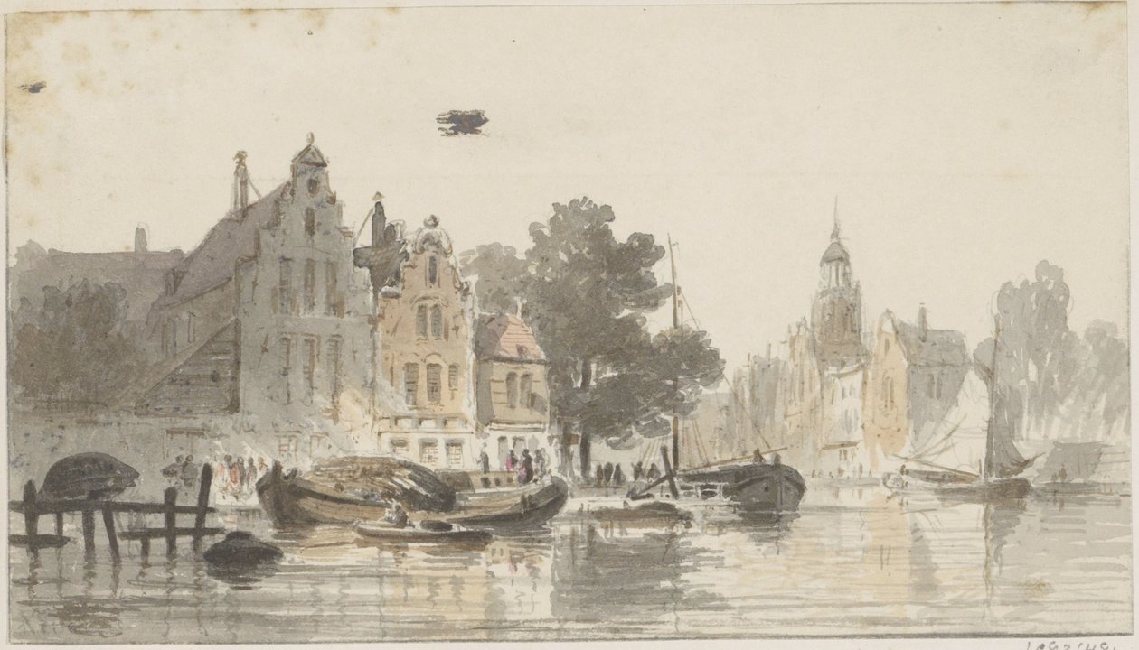 Paisaje urbano con canal de Adrianus Eversen