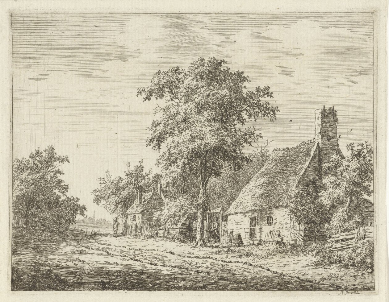 Dos casas a lo largo de un camino de Adrianus Serné