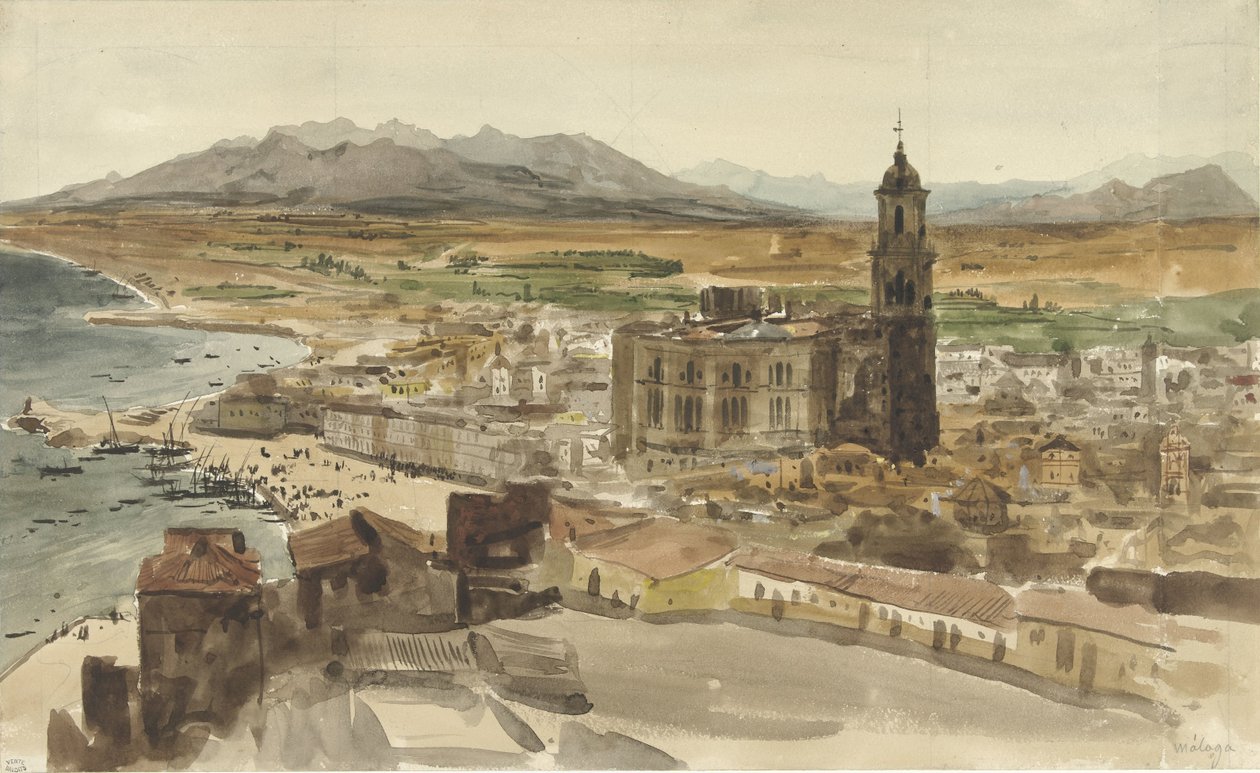 Vista de Málaga desde el norte de Adrien Dauzats