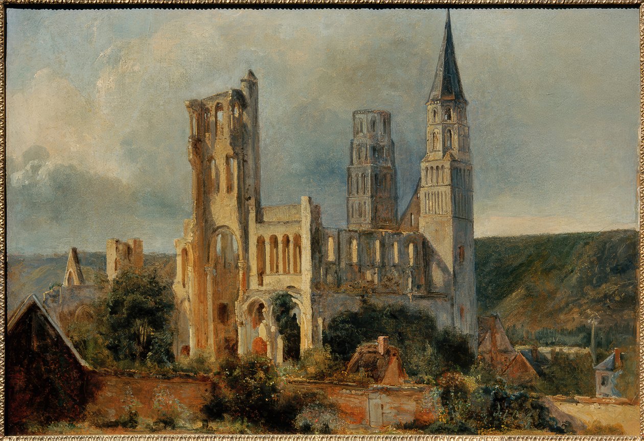 Ruinas de la iglesia abacial de Jumièges de Adrien Dauzats