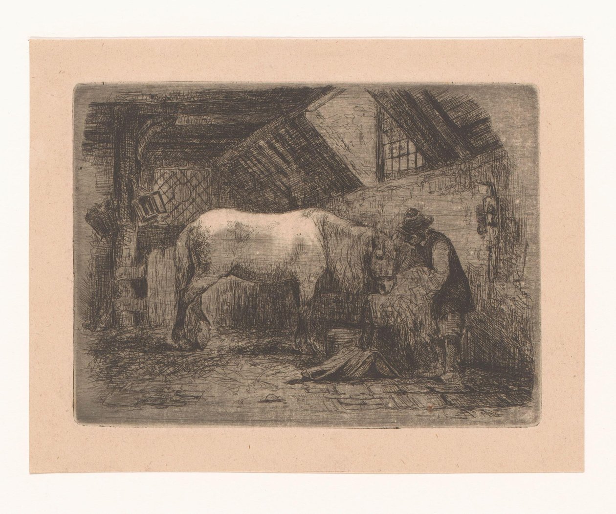 Caballo en un establo de Adrien Joseph Verhoeven Ball