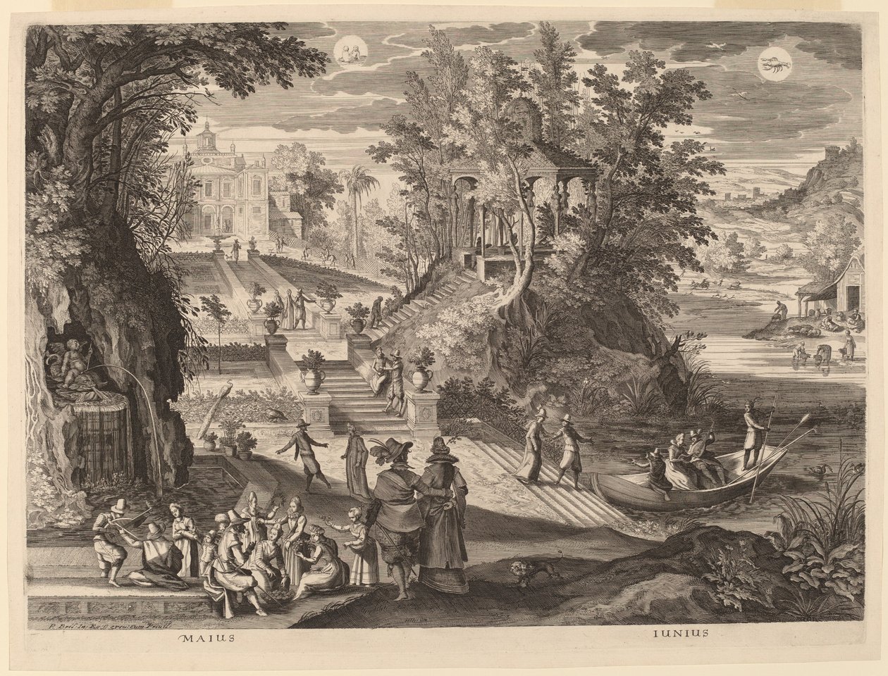Mayo y Junio de Aegidius Sadeler II after Paul Bril