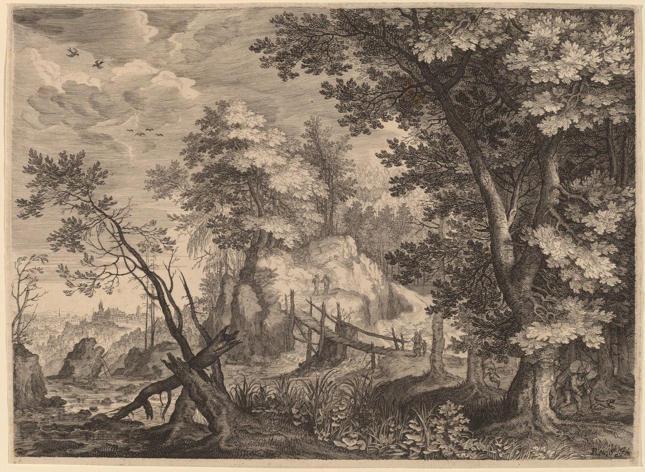 Escena del bosque de Aegidius Sadeler II after Roelandt Savery