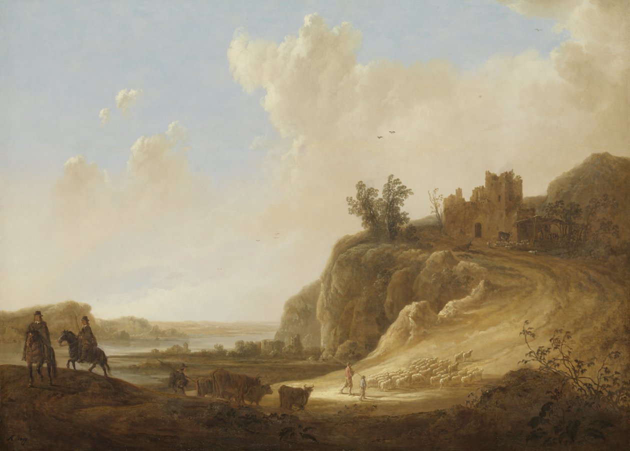 Paisaje montañoso con ruinas de un castillo de Aelbert Cuyp