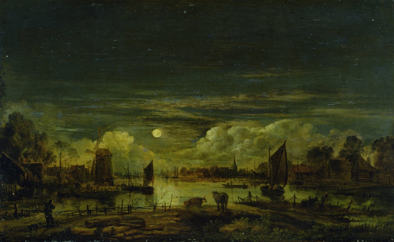 Paisaje a la luz de la luna de Aert van der Neer