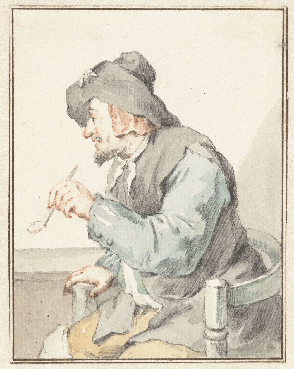 Hombre fumando pipa en un sillón, a la izquierda de Aert Schouman
