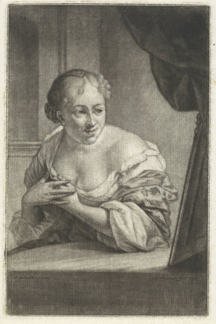mujer frente a un espejo de Aert Schouman