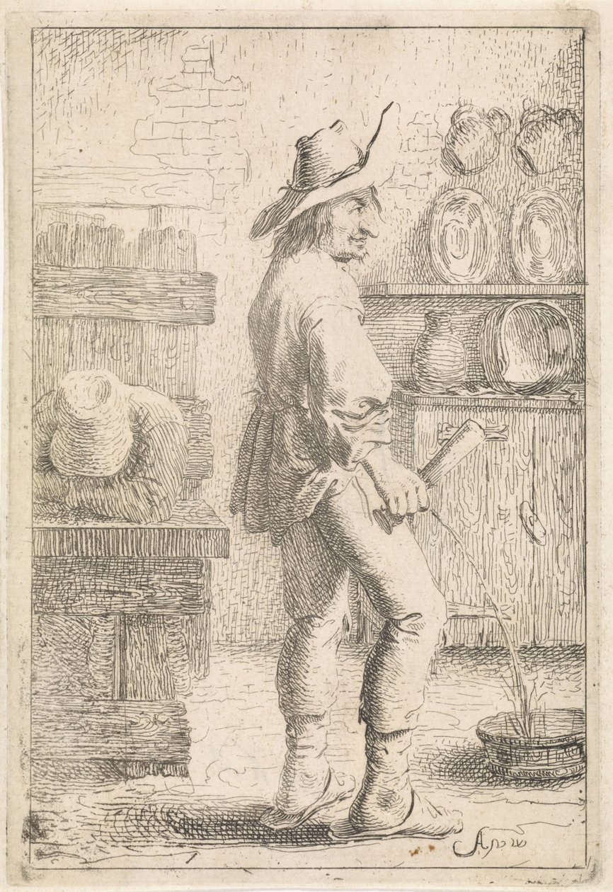 un hombre meando de Aert van Waes
