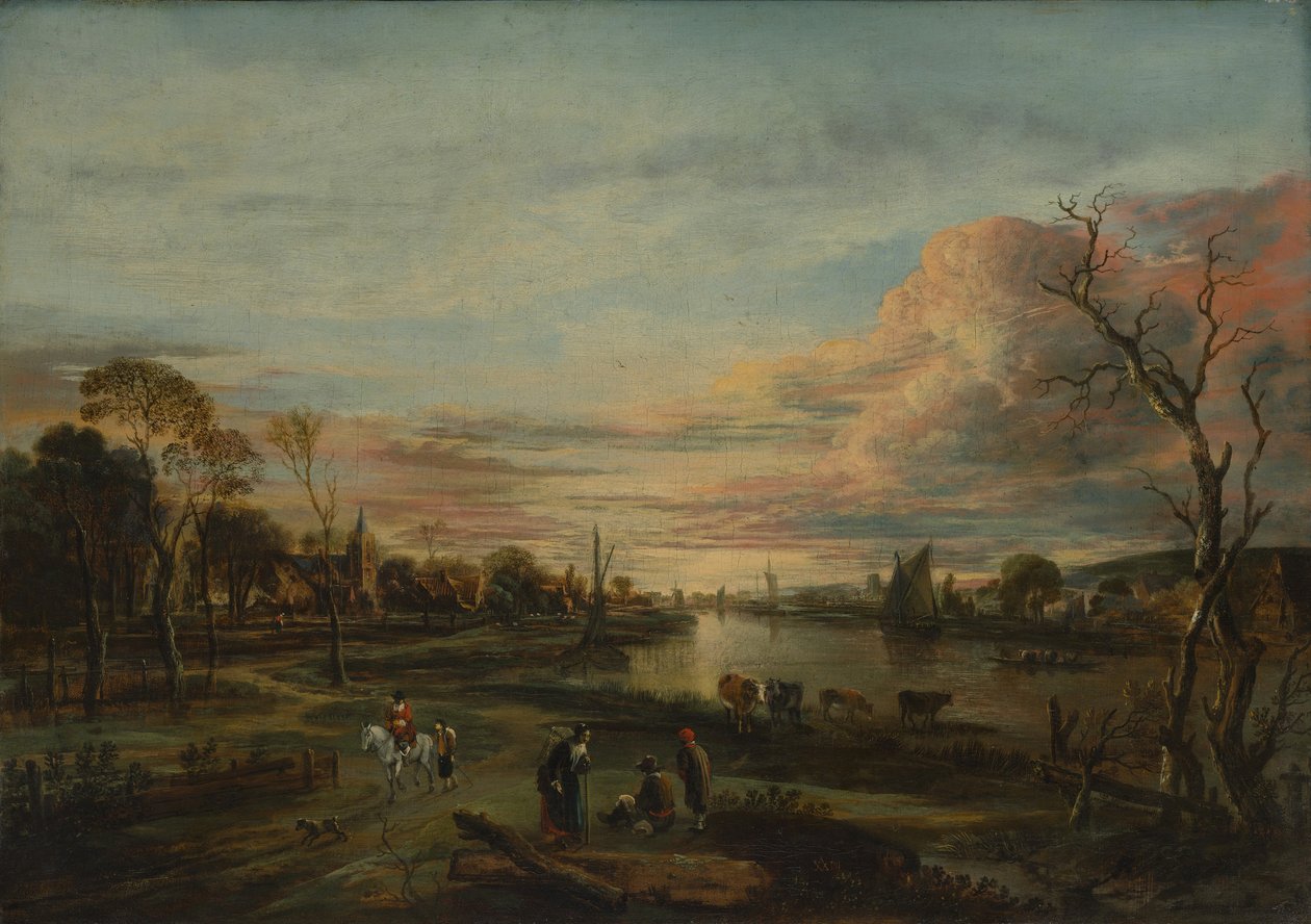 Paisaje al atardecer de Aert van der Neer