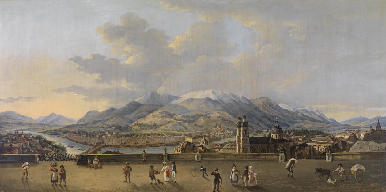 Panorama de Innsbruck visto desde la torre de la ciudad de After Friedrich Rehberg