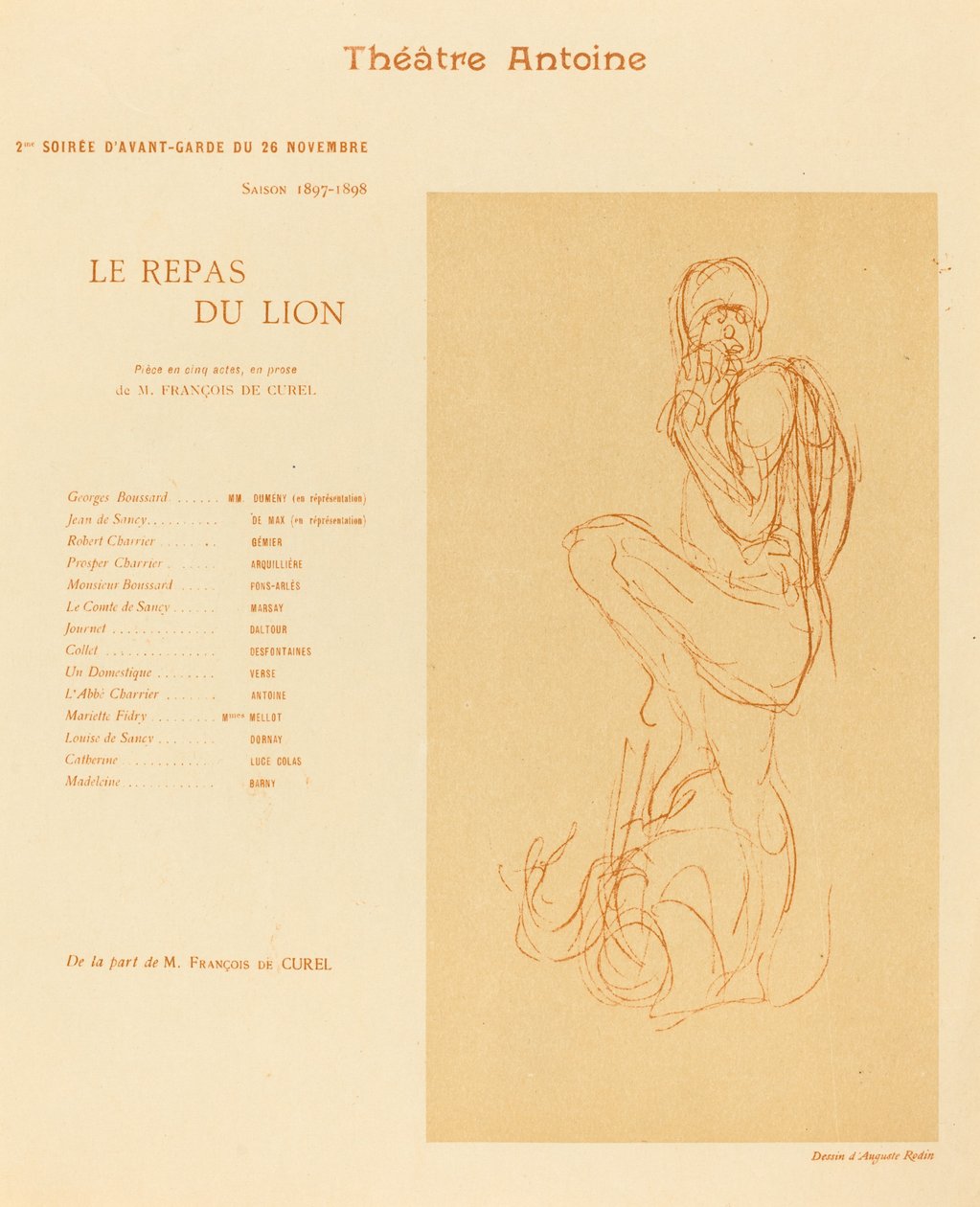 La comida del león de after Auguste Rodin